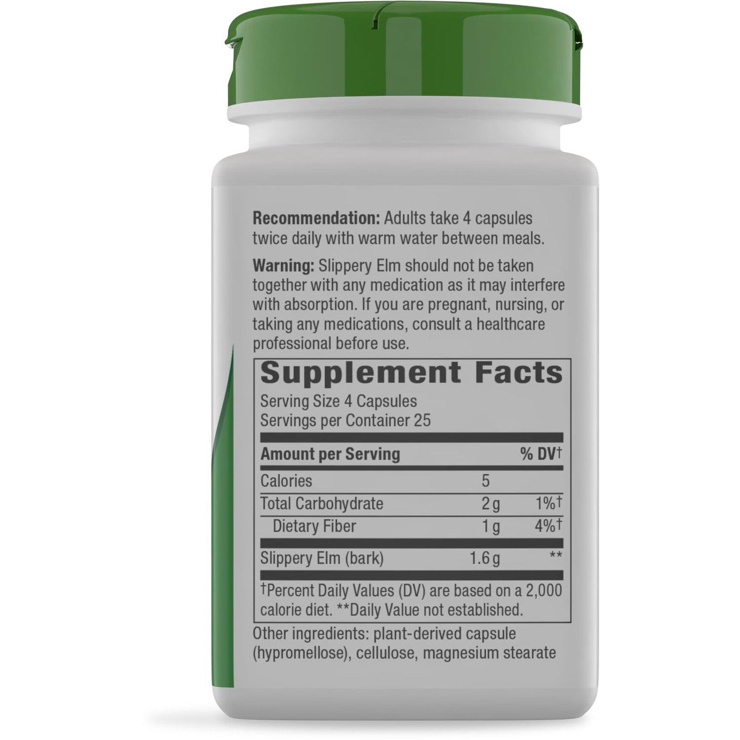 Nature's Way Slippery Elm Bark Capsules, 1,600 mg per Serving, 100 ct | Traditional Digestive Support to Soothe Gastrointestinal Tract*, Traditional GI Support*, Vegan Capsules