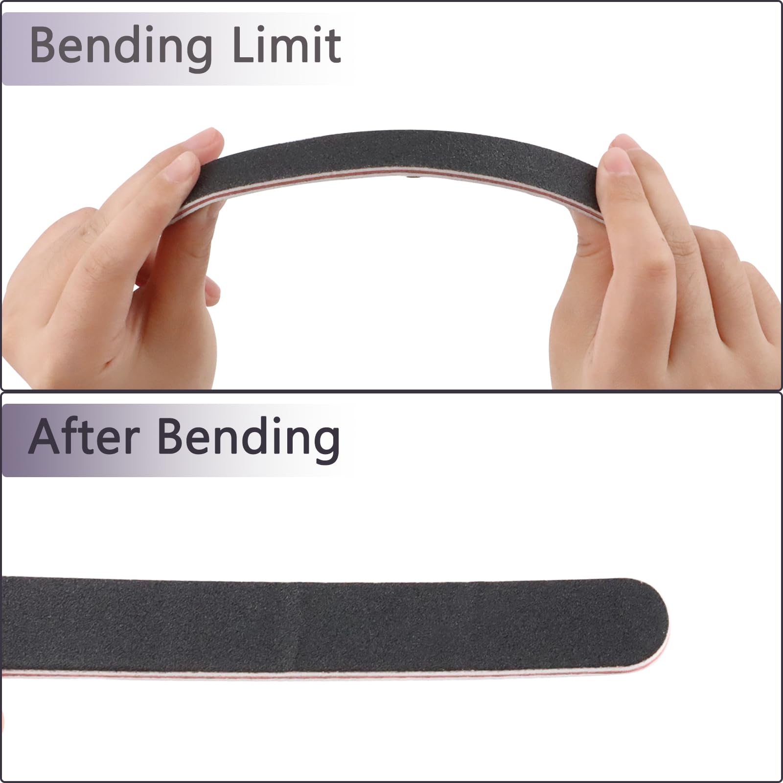 3 Pack Professional Emery Boards, 100/180 Grit Nail File for Acrylic and Natural Nails, Reusable, Black