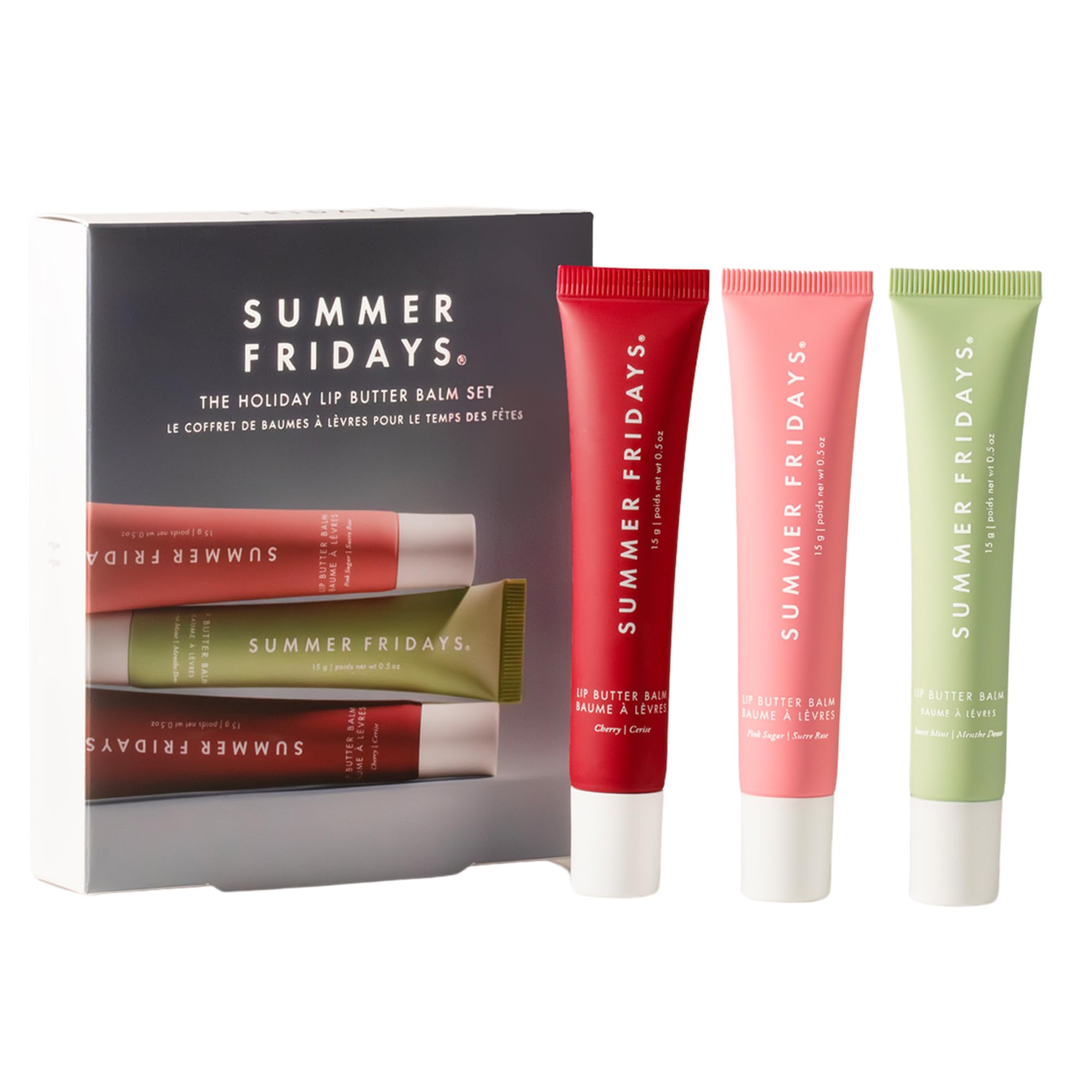 Buy now Summer Fridays Holiday Lip Butter Balm Set - Conditioning Vegan Lip Balm for Instant Moisture, Shine & Hydration - Includes Cherry, Sweet Mint & Pink Sugar (3 Count) at indiglob india