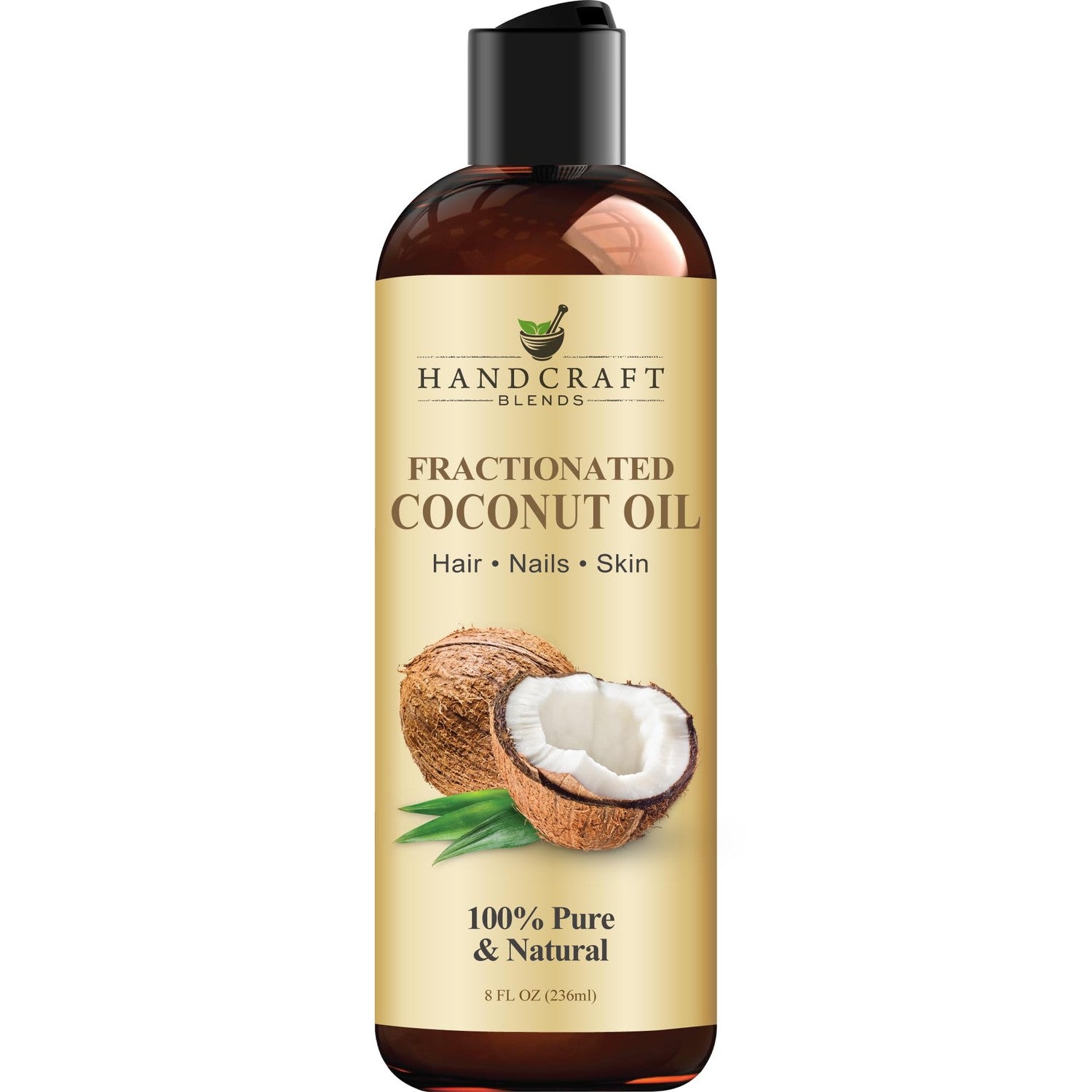 Handcraft Blends Fractionated Coconut Oil - 16 Fl Oz - 100% Pure and Natural - Premium Grade Carrier Oil for Skin, Hair and Body - Massage - Hair Tonic