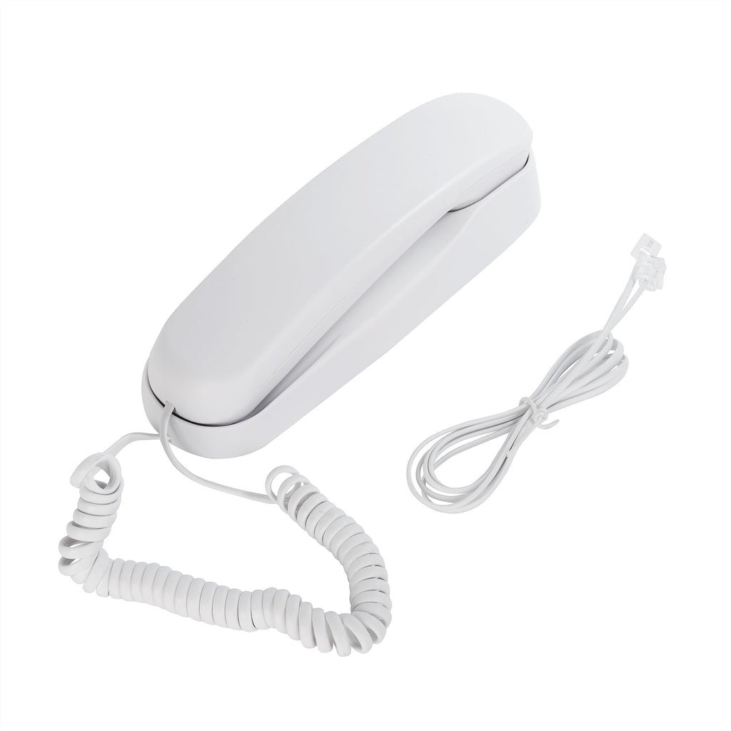 White OF-990 Slimline Wall-Mountable Basic Corded Telephone No AC Power Required