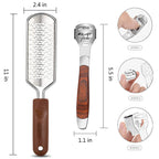 2 Pack Pedicure Kit, Foot File Callus Remover, Heel Scraper for Feet | Stainless Steel Foot Rasp & Wood Handle Callus Shaver (10 Replacements and 1 File Foot Head), Callus Remover for Feet