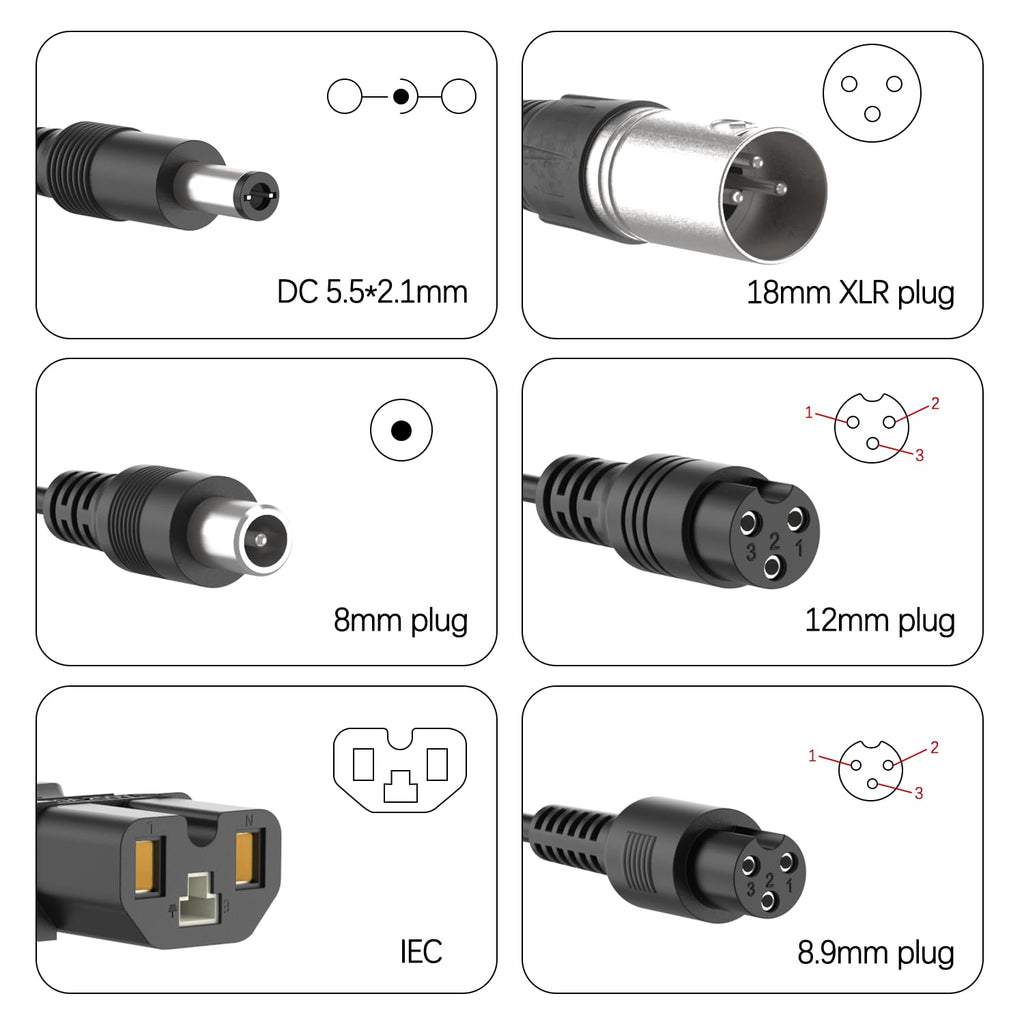 ETL Certified 42V 2A Electric Scooter Charger, 7-in-1 Universal Charger Replacement for 36V 10S Lithium Battery, Compatible with Razor Gotrax Xiaomi Jetson Ninebot Hoverboard & E-Bike