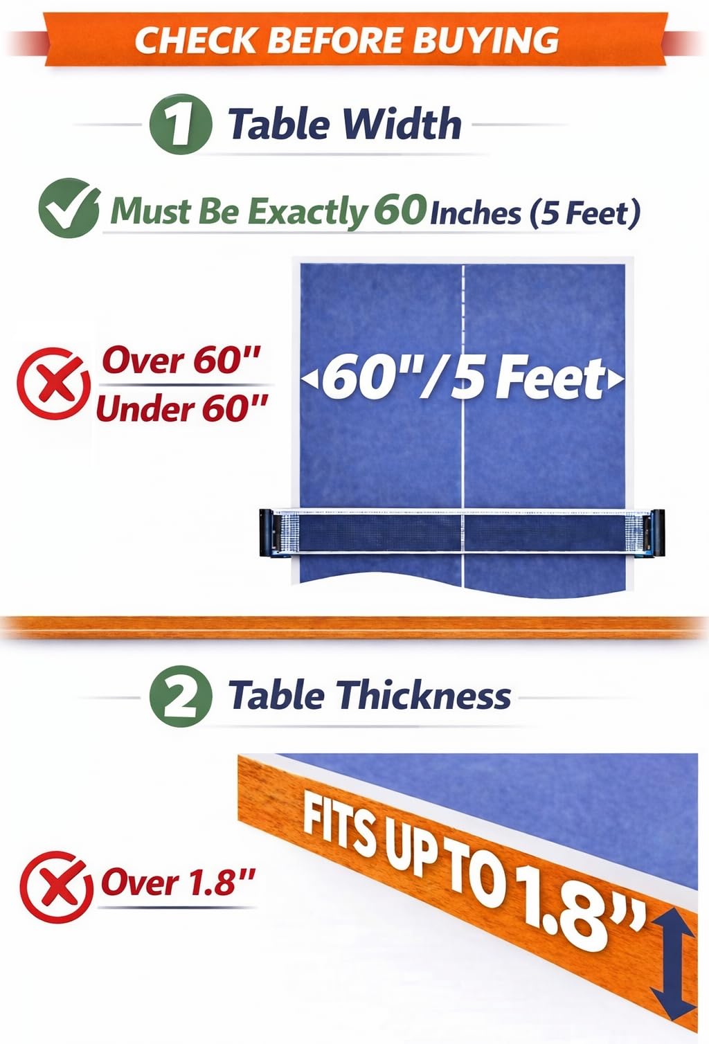TINOS Premium Table Tennis Net & Post | Pro Screw Clamp Ping Pong Net