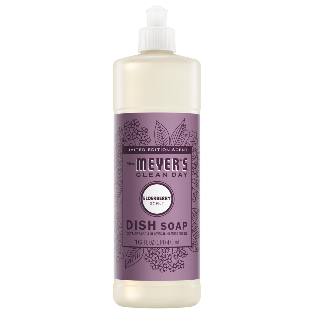 Mrs. MEYER'S Clean Day Liquid Dish Soap, Elderberry Scent, 16 Fl Oz Bottle