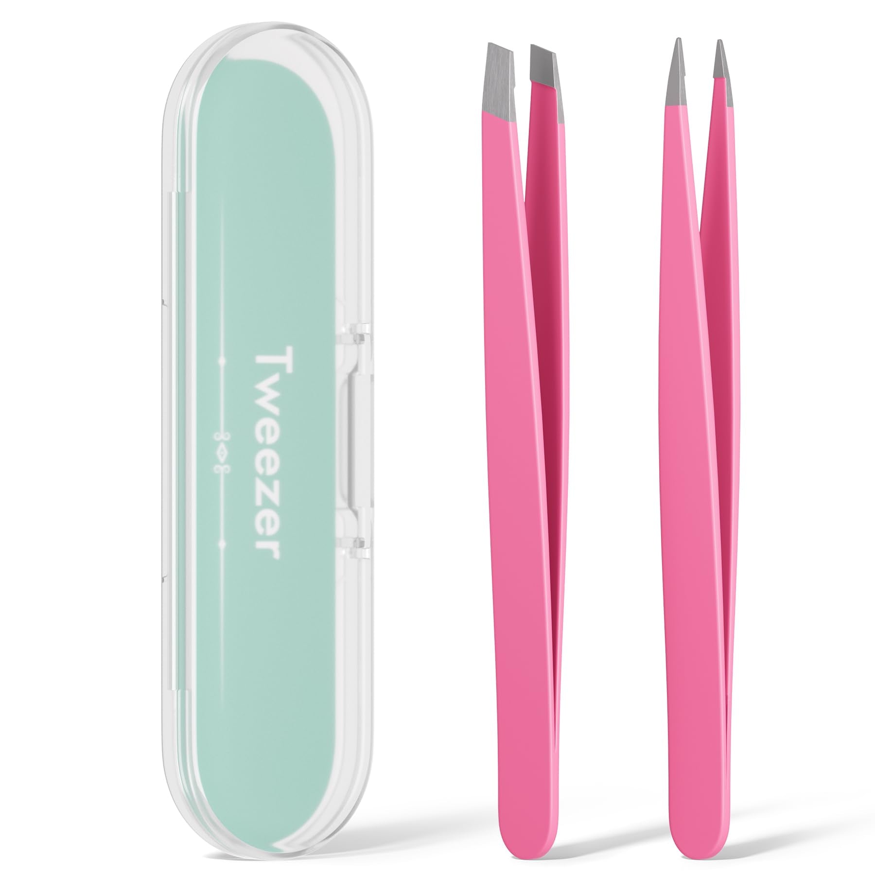 Tweezers for Women Facial Hair, Slant & Pointed Tweezers for Eyebrows, Ingrown Hair, Splinter Removal, Precision 4 Pack Tweezer Set, Stainless Steel Eyebrow Tweezers for Men and Women, Black