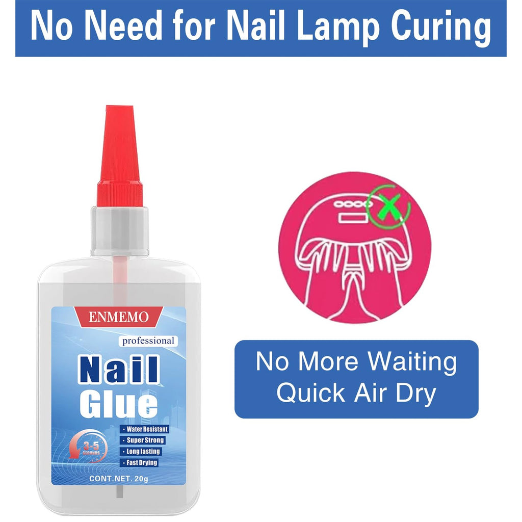 (2-in-1)20ml Nail Glue with Brush Applicator&Nozzle,Nail Tips,Press on Nail