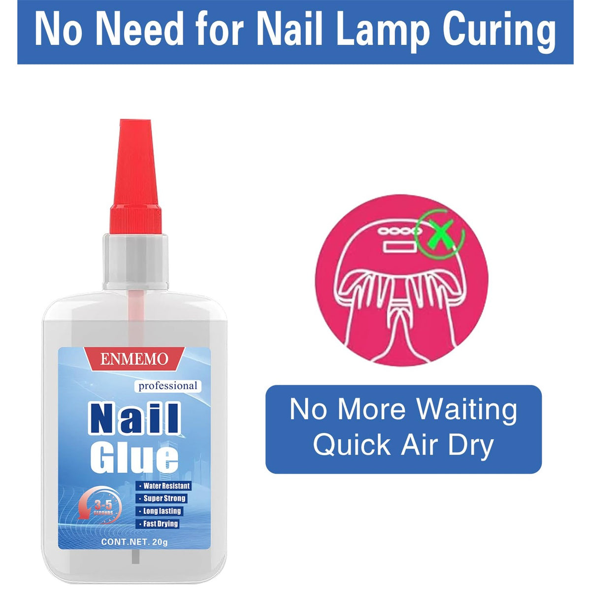(2-in-1)20ml Nail Glue with Brush Applicator&Nozzle,Nail Tips,Press on Nail
