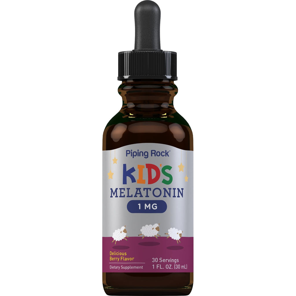 Piping Rock Kids Melatonin Liquid 1 fl oz | 1mg | Pack of 3 Bottles