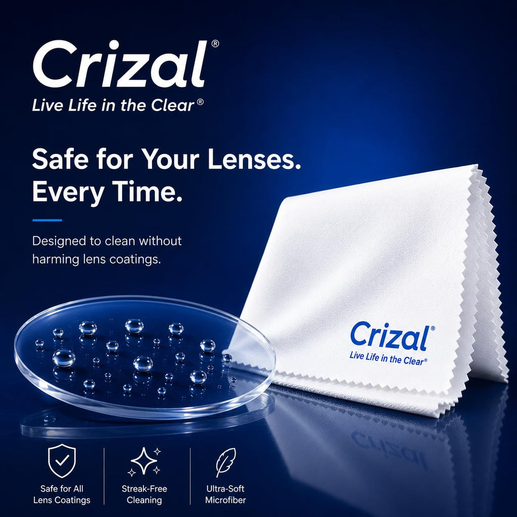 Crizal® Eyeglass Cleaning Cloths – 12 Pack | Premium Microfiber Lens Cleaning Cloths | Designed Safe for All Advanced AR & Anti-Reflective Lens Coatings