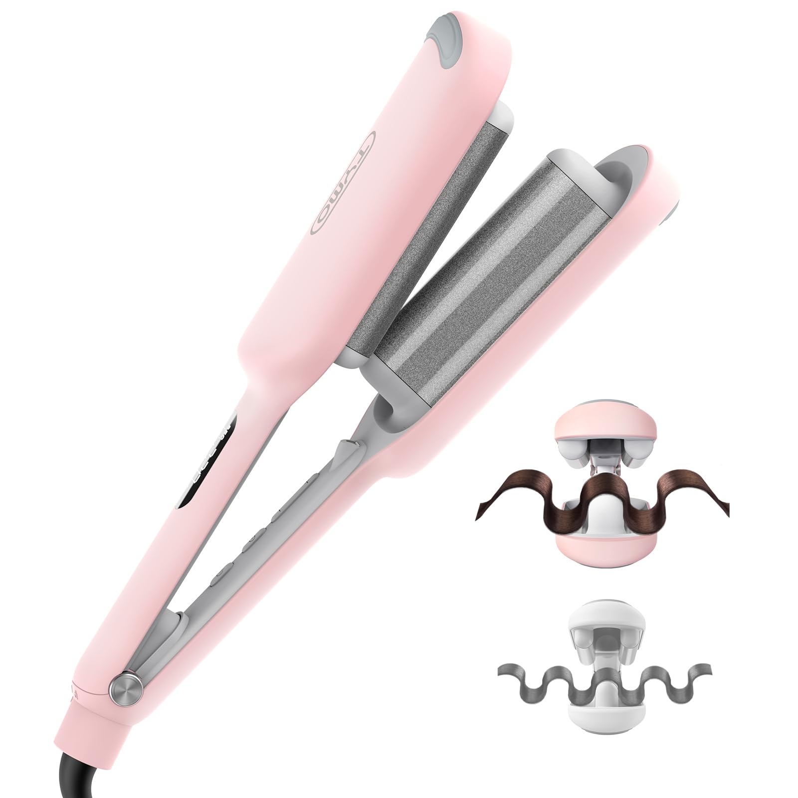 Buy now Curling Iron Hair Crimper Waver - TYMO ROVY Beach Waves Curling Wand, Ionic Deep Waver Hair Curler Tool with Ceramic 3 Barrel for Women, Dual Voltage, Anti-Scald, Easy to Use, Pink, 1.25 Inch 1.25 Inch Pink at indiglob india
