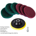 Buy now Kichwit 4 Inch Drill Power Brush Tile Scrubber Scouring Pads Cleaning Kit, Includes Attachment, Heavy Duty Household Cleaning Tool (Drill NOT Included) at indiglob india