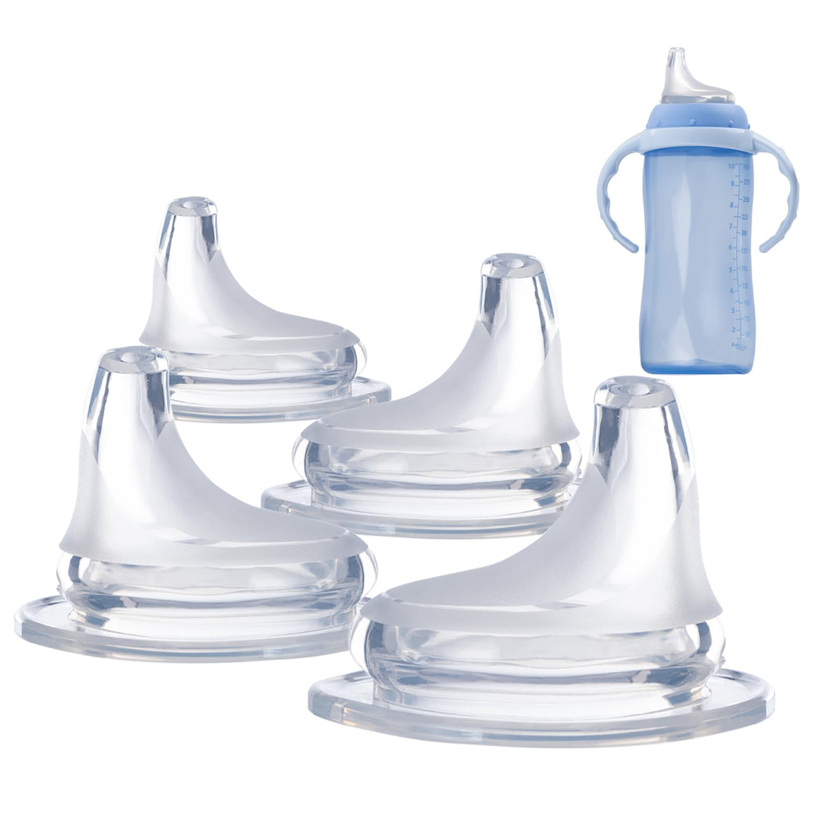 4Pack Replacement Silicone Spout Compatible with NUK, Soft Spout Replacement for NUK Active and Learner Cups, Easy Transition from Bottle to Cup, No Spill for Sippy Cup Nipples