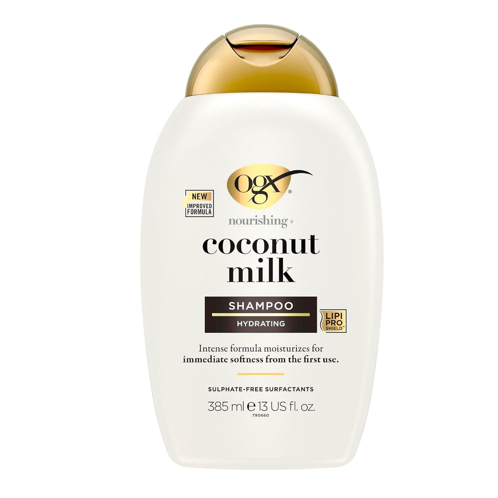 Buy now OGX Nourishing + Coconut Milk Moisturizing Shampoo, Hydrating & Restoring Shampoo Moisturizes for Soft Hair After the First Use, Paraben-Free, Sulfate-Free Surfactants, 13 fl. oz at indiglob india
