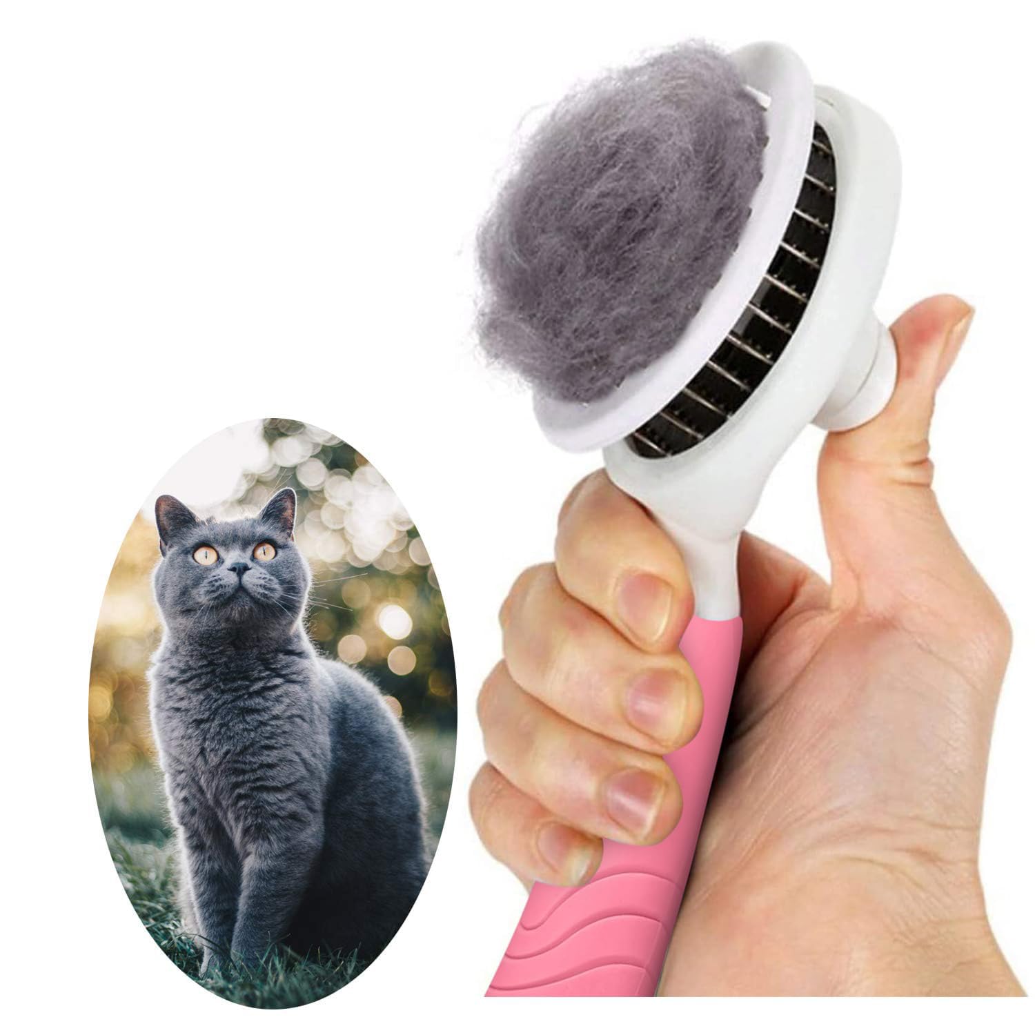 Self Cleaning Slicker Brush - Cat Brush Skin-Friendly Deshedding Grooming Massaging Tool for Long & Short Haired Pets, Cat Hair Brushes Removes Undercoat for Dogs Cats Rabbits-UPGRADED (2Pack Blue)