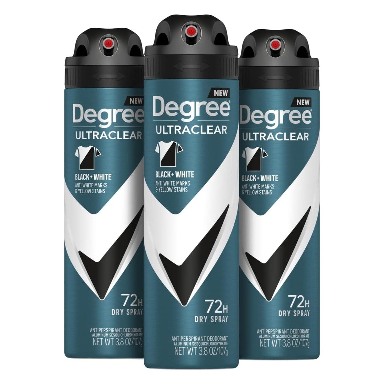 Degree Men Antiperspirant Deodorant Dry Spray Black + White 3 Pack 3.8 oz | Protects from Deodorant Stains Antiperspirant for Men with MotionSense Technology