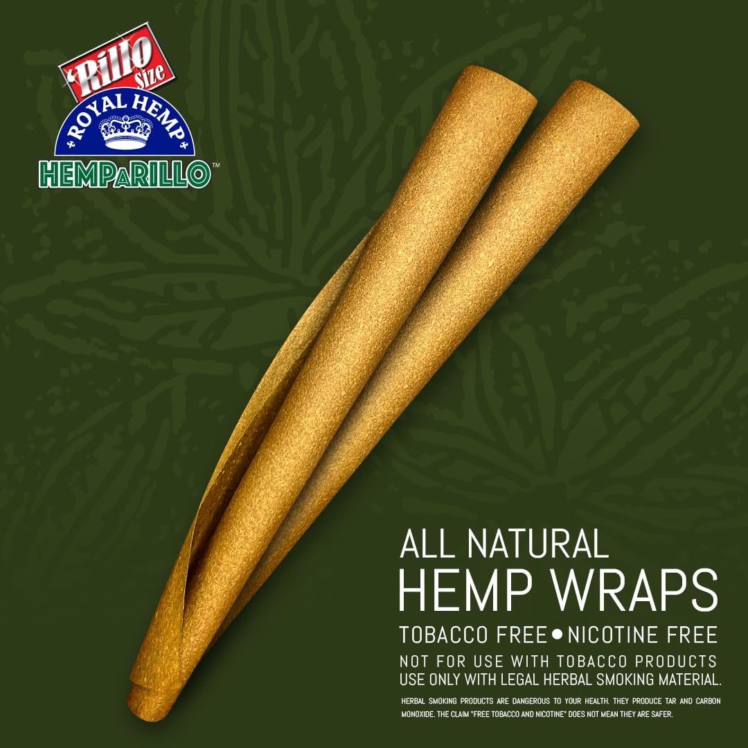 HEMPARILLO Hemparillo Rillo Size Hemp Wraps 4 Count Per Sleeve Pack of 15 (Naked)