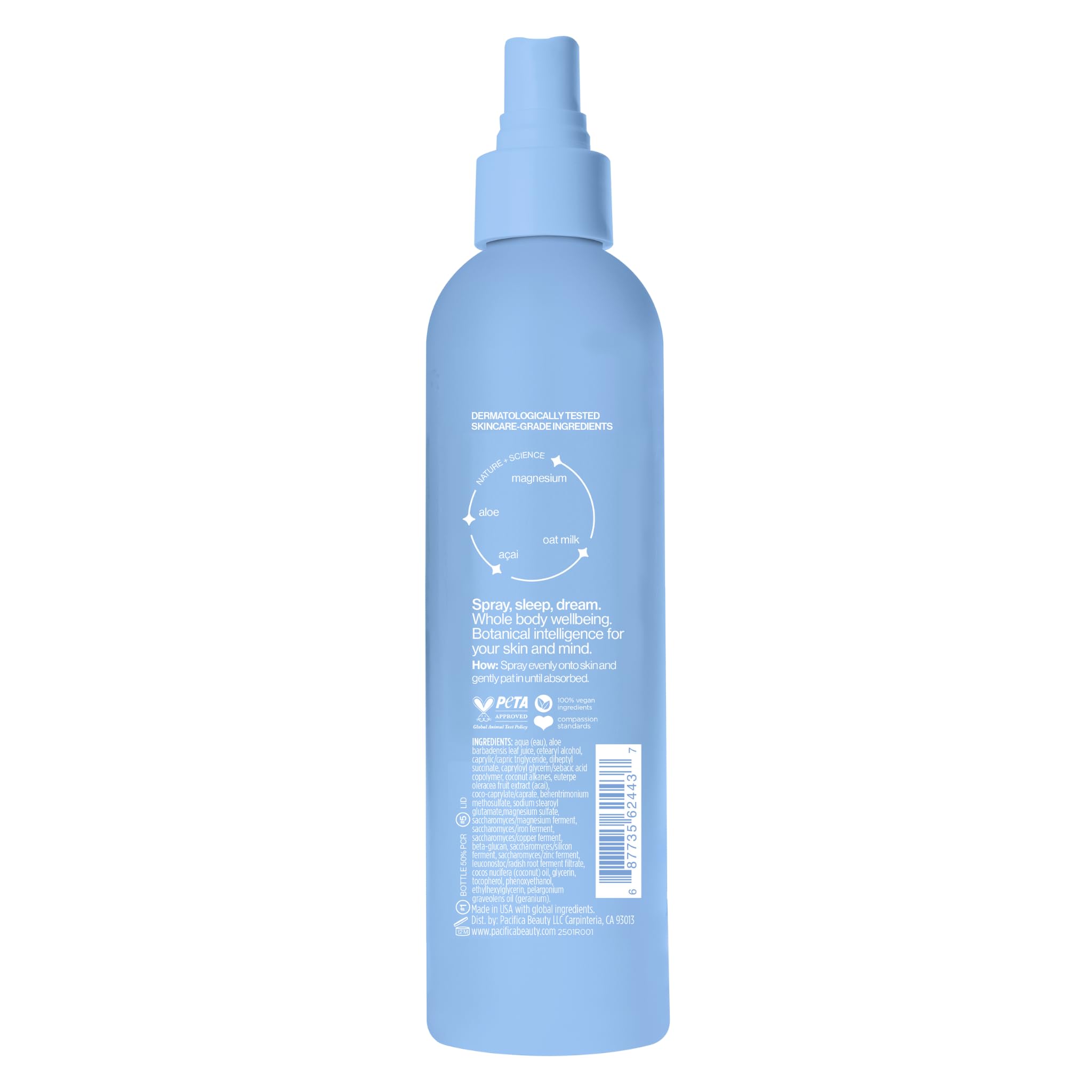 Pacifica Dream Milk Magnesium Spray for Sleep & Relaxation - Natural Magnesium Body Mist Infused with Lavender, Chamomile & Essential Oils, Vegan & Cruelty-Free, Clean Beauty, 8 fl oz