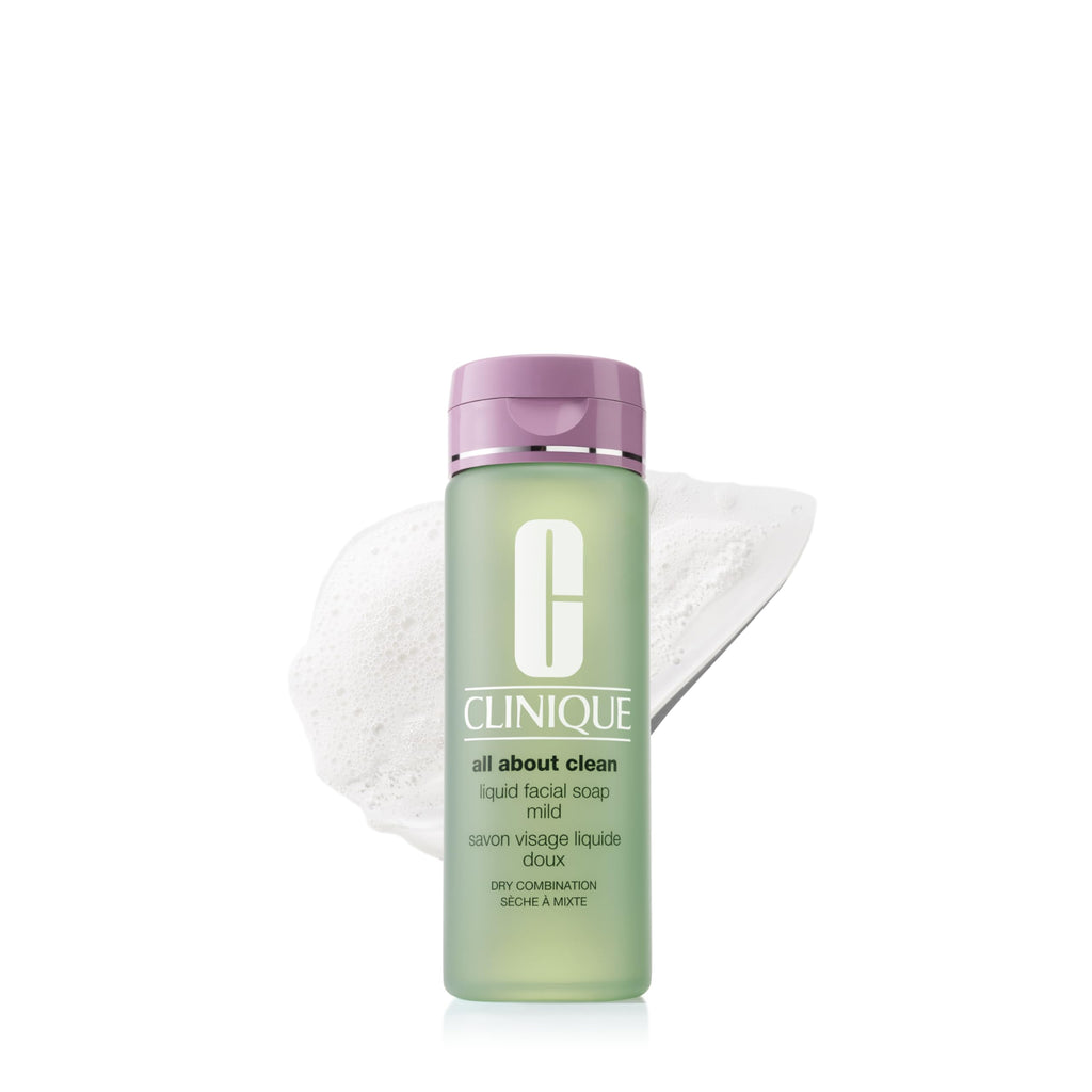 Clinique All About Clean Liquid Facial Soap Mild | Gentle Face Cleanser For Dry Combination Skin | Type 2 Face Wash | Step 1 in 3-Step Skin Care Routine