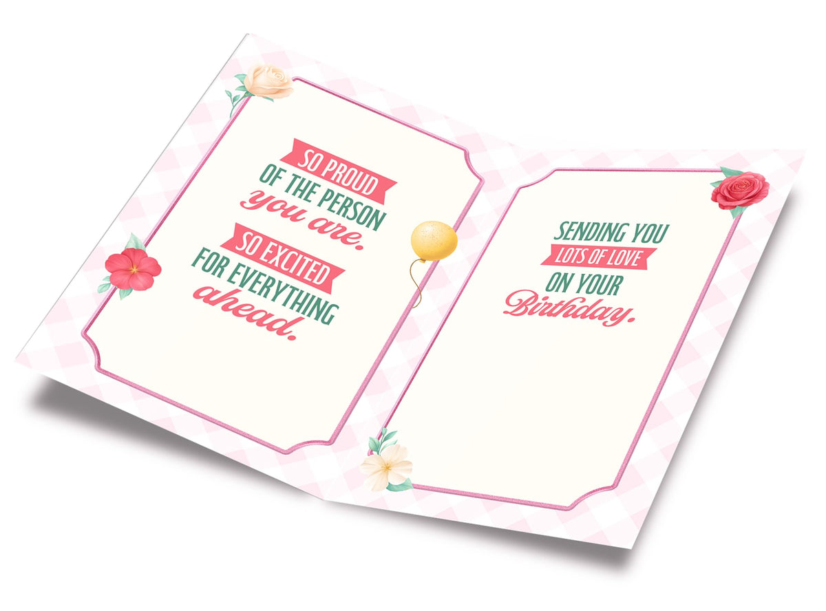 Prime Greetings Granddaughter Birthday Card, Made in America, Thick Card Stock with Premium Envelope Packaged in a Reusable Presentation Mailer, Eco-Friendly, 5in x 7.75in