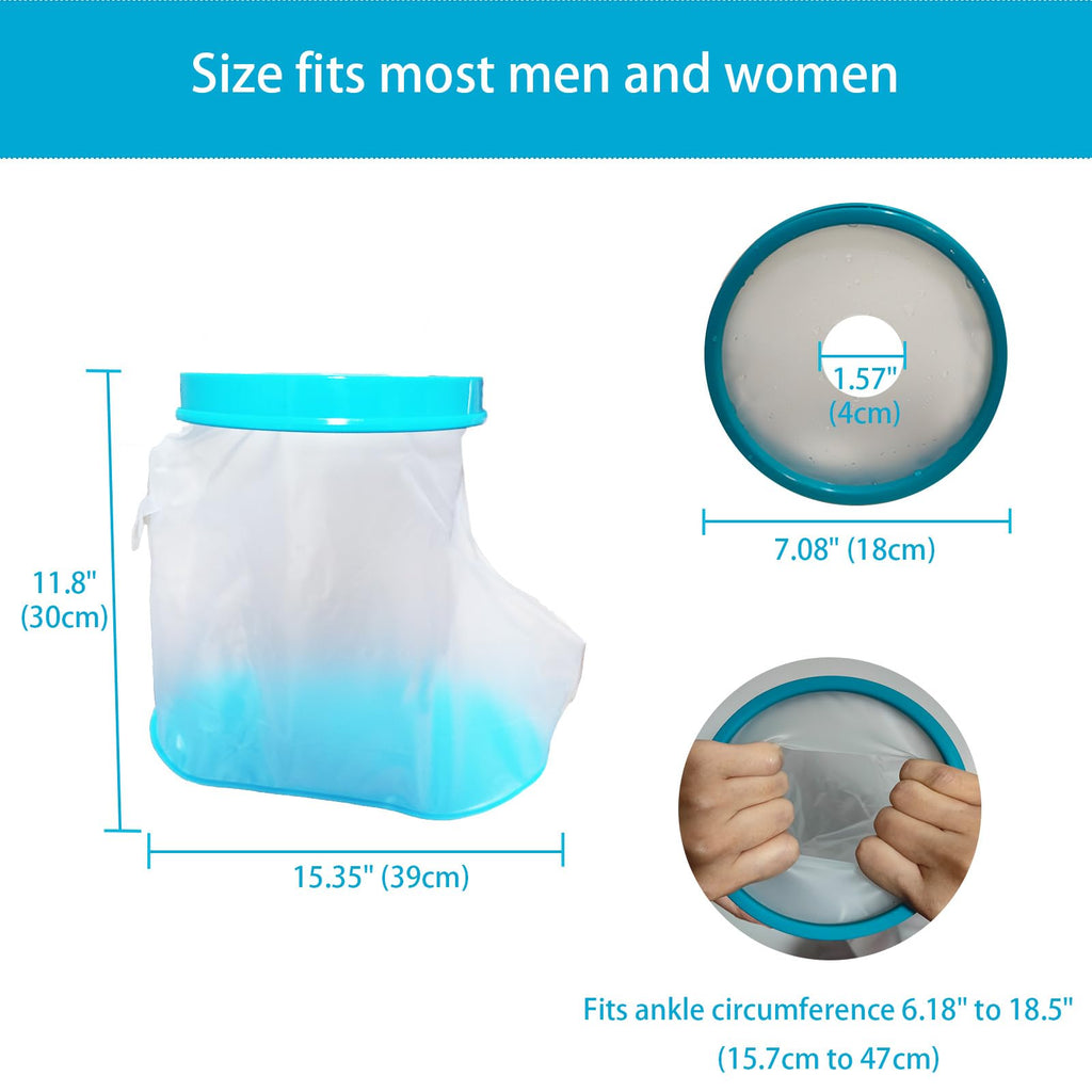Tideshake Non‑Slip Waterproof Foot Cast Cover for Showering, Reusable Adult Foot Cast Protector, Cast Covers for Shower Foot & Ankle, Watertight Cast Bag for Surgery, Burns, Wounds & After Surgery Recovery