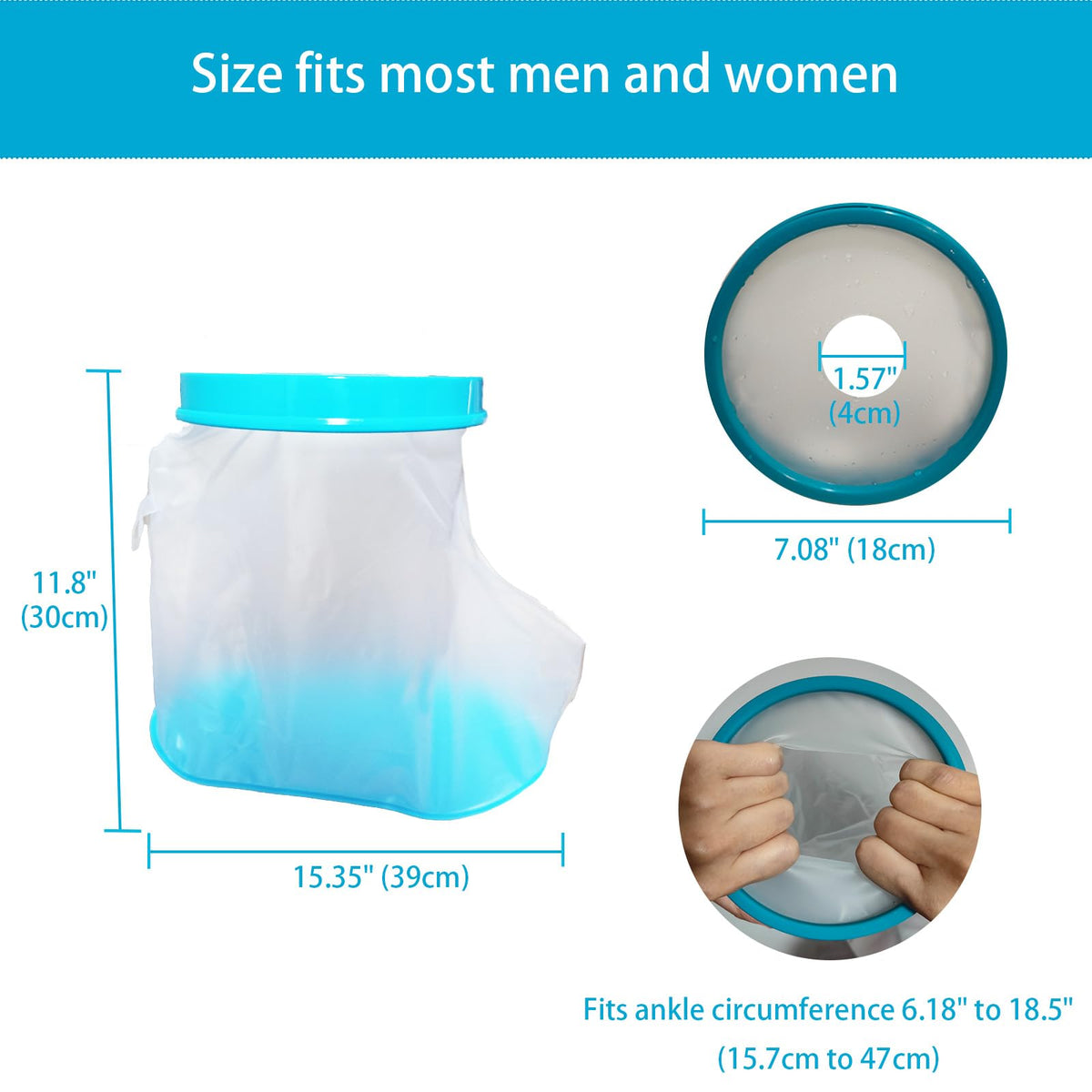 Tideshake Non‑Slip Waterproof Foot Cast Cover for Showering, Reusable Adult Foot Cast Protector, Cast Covers for Shower Foot & Ankle, Watertight Cast Bag for Surgery, Burns, Wounds & After Surgery Recovery