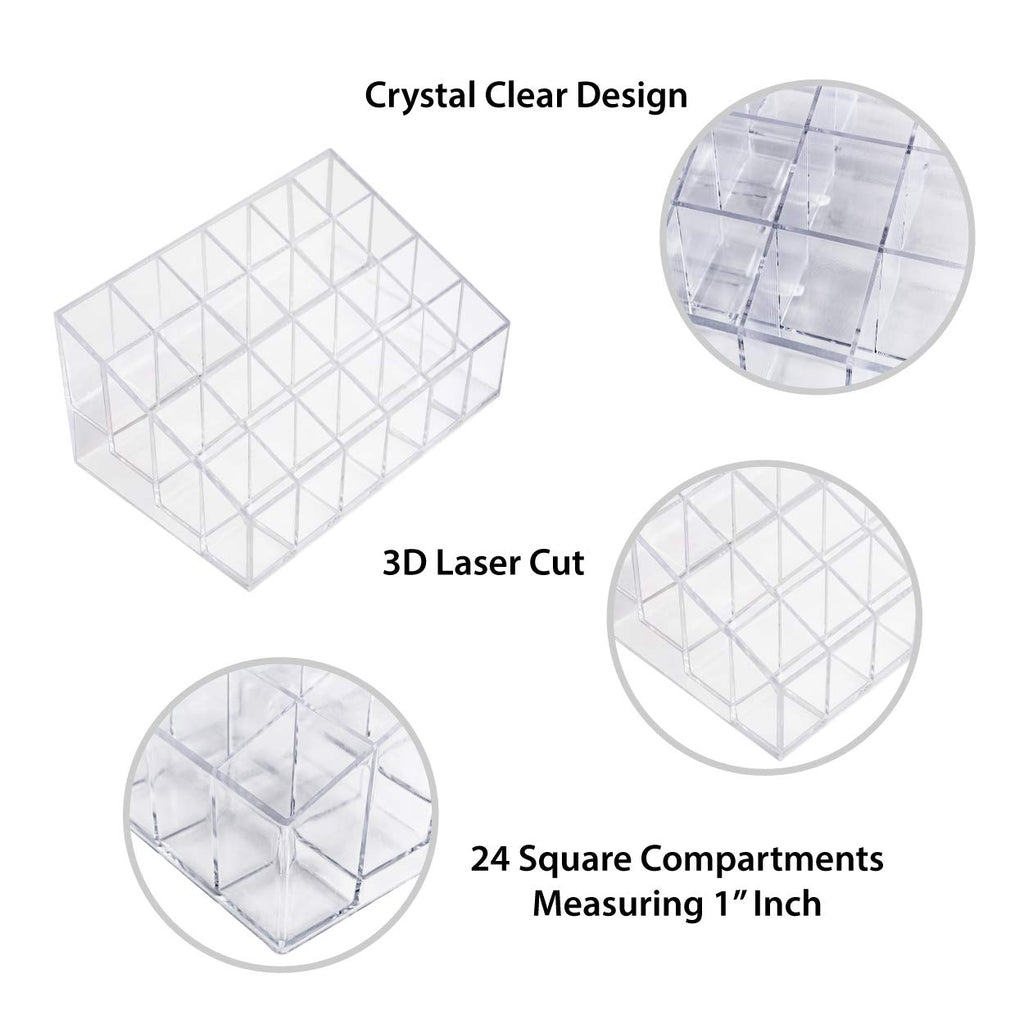 Super Z Outlet Transparent Cosmetic Makeup Organizer for Lipstick, Brushes, Bottles, and More - Clear Case Display Rack Holder