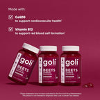 Goli Beets Cardio Gummies with CoQ10 and Vitamin B12 - Beetroot Extract - Cardiovascular Wellness - Vegan, Non-GMO, Gluten-Free