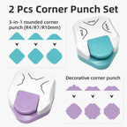 Paper Corner Cutter Set, 2 Pcs 3-in-1 Paper Corner Rounder Punch (R4/R7/R10mm) & Decorative Corner Punch, Round Corner Punch for Cardstock, Cards, Photos, Business Cards, Scrapbooks