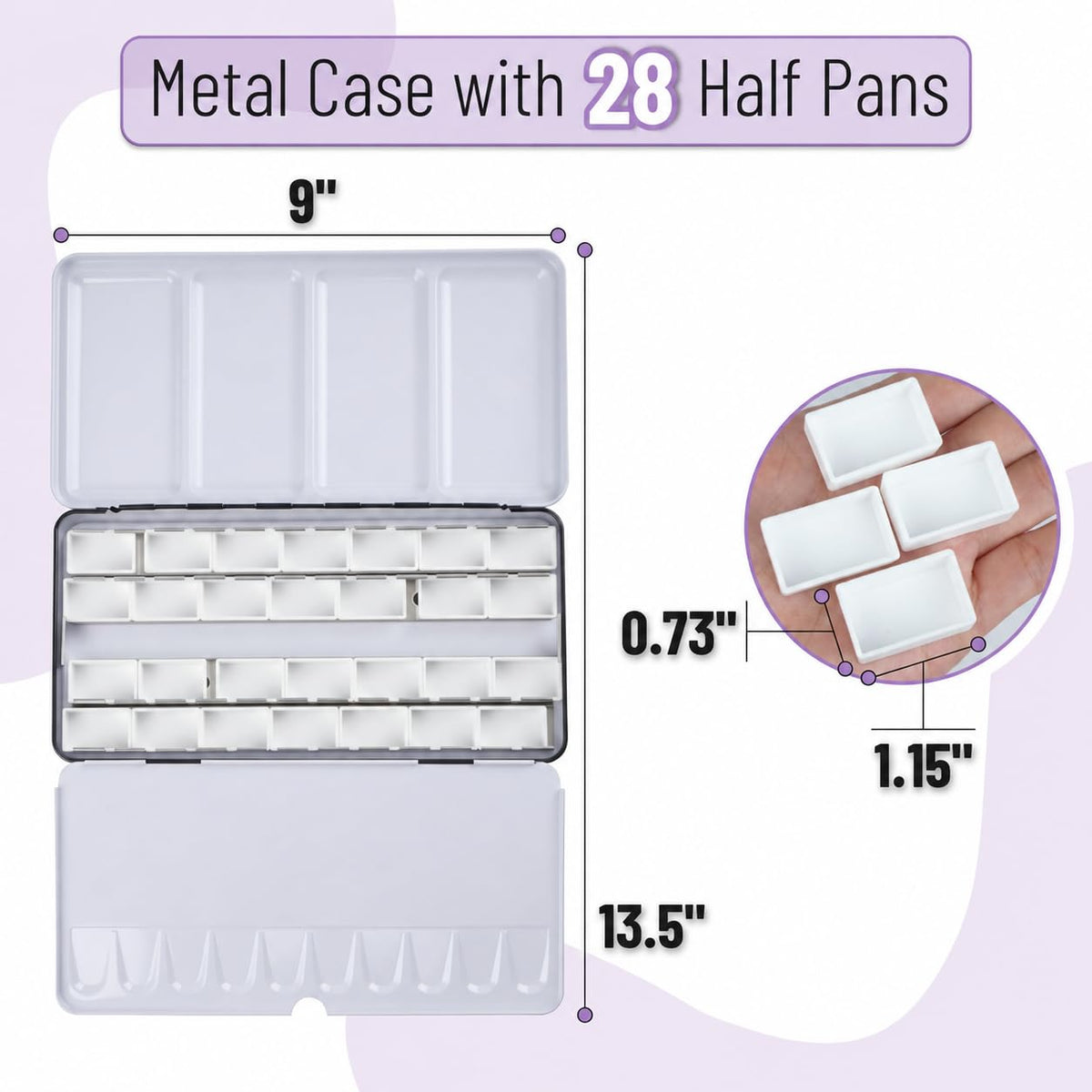 Mr. Pen- Empty Watercolor Paint Palette Tin, Metal Case with 28 Half Pans