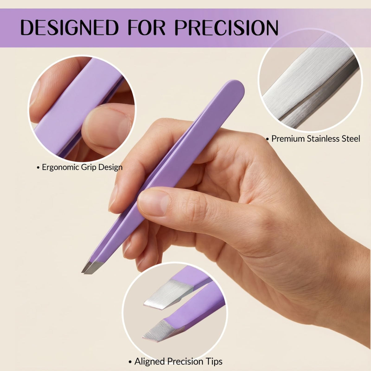 4 Pack Stainless Steel Eyebrow Tweezers Set, Precision Hair Removal Tools
