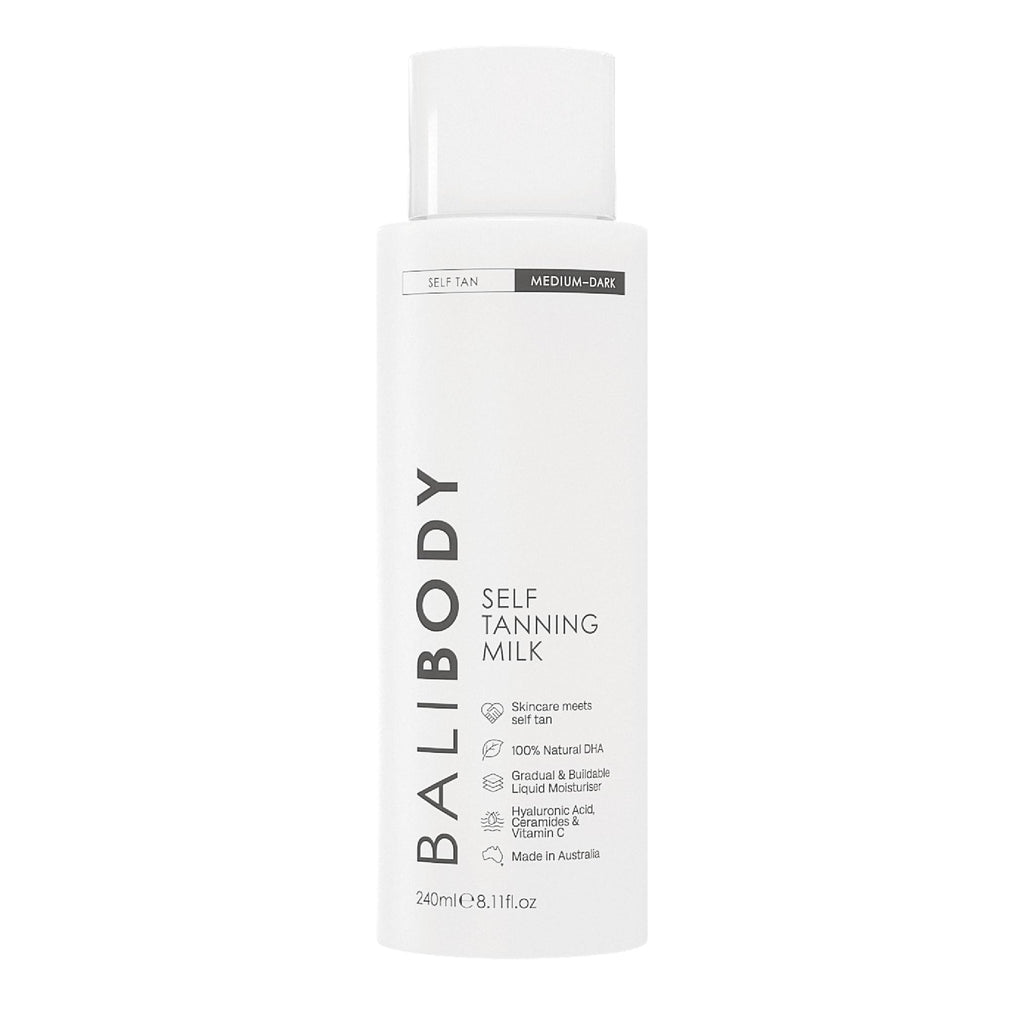 Bali Body Self Tan Milk, Buildable Long-Lasting Gradual Tanning Lotion & Vegan Self Tanner, Lightweight Hydrating Formula, Streak-Free Natural Glow, Cruelty-Free Australian Made, 240ml/8.1 fl oz