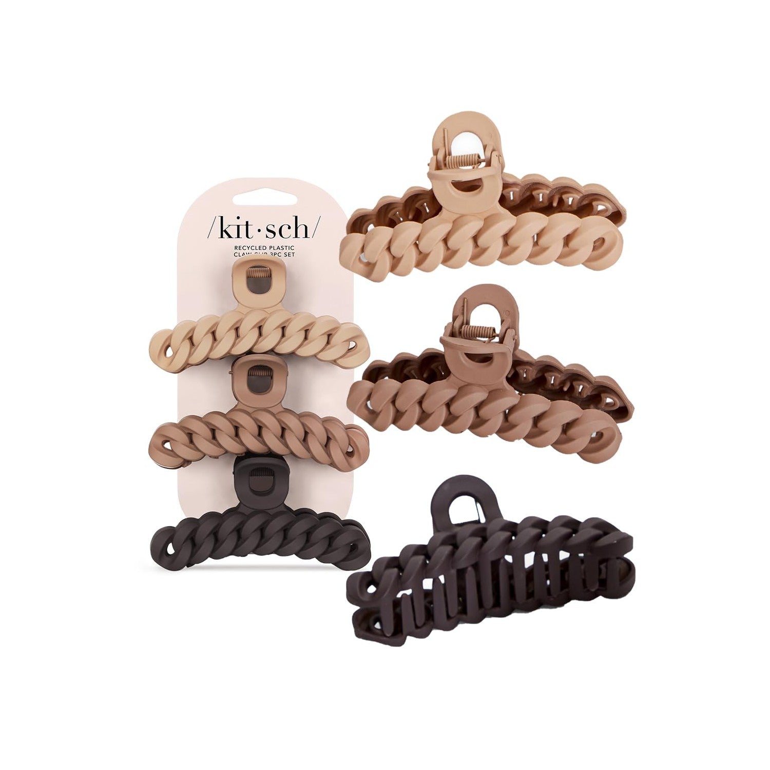 Buy now Kitsch Medium Claw Clips for Women - Strong Hold & Stylish Glossy Puffy Design Hair Accessories | Half-Up or Full Updos | Ideal Gifts for Women - 2pc Set, Black & Tort Neutral (3 Pieces, Large) at indiglob india