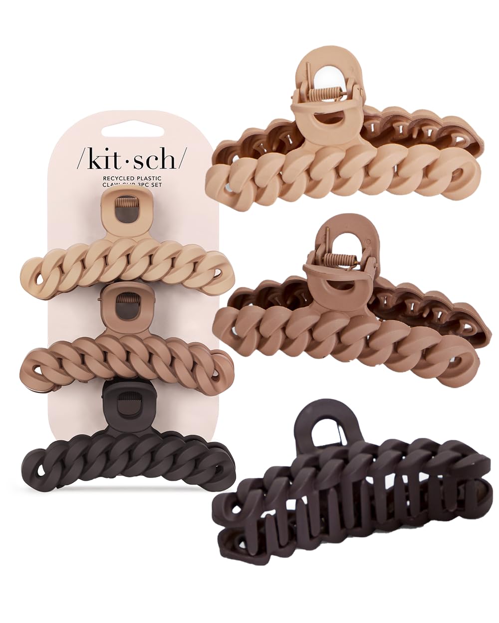 Buy now Kitsch Medium Claw Clips for Women - Strong Hold & Stylish Glossy Puffy Design Hair Accessories | Half-Up or Full Updos | Ideal Gifts for Women - 2pc Set, Black & Tort at indiglob india