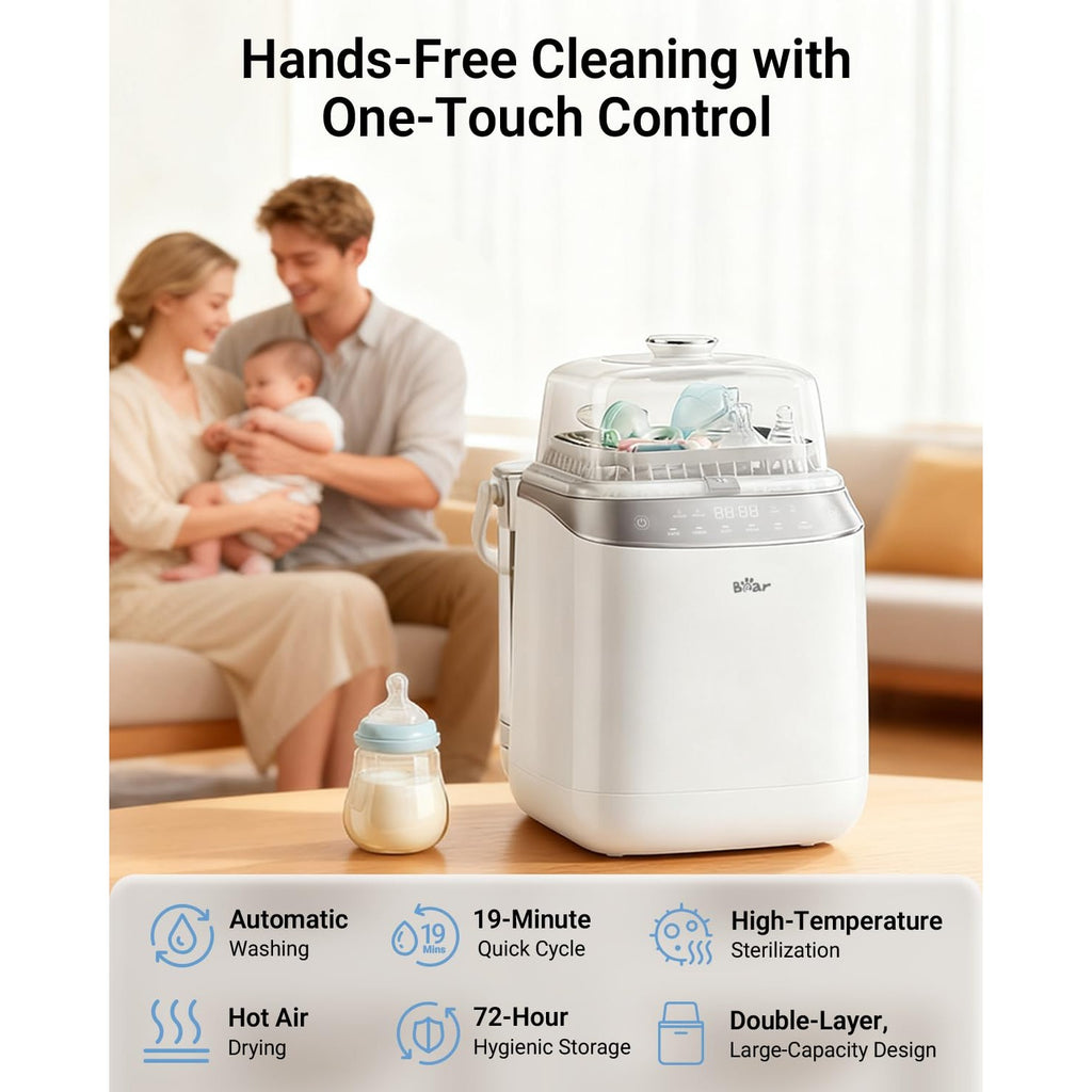 Bear Baby Bottle Washer Sterilizer Dryer All-in-One, 90 Detergent Tablets