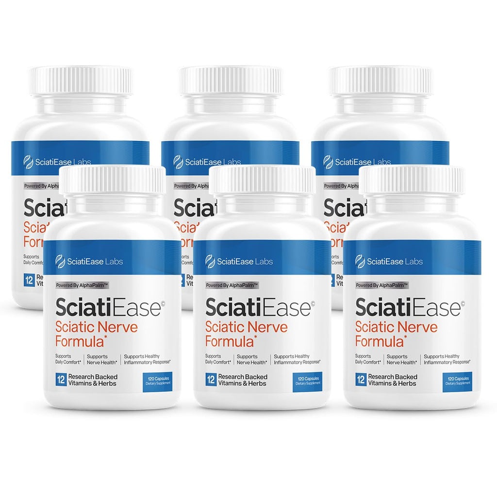 SciatiEase Sciatic Nerve Health Support Supplement - Nerve Support Formula with AlphaPalm, Pea, Vitamin B Complex, Alpha Lipoic Acid 300mg - 120 Capsules