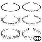 WantGor Metal Headbands, 2 Pack Fashion Unisex Black Hairband Hair Hoop | Spring Wave Non Slip Sports Headwear Hair Accessories (2 Pack)