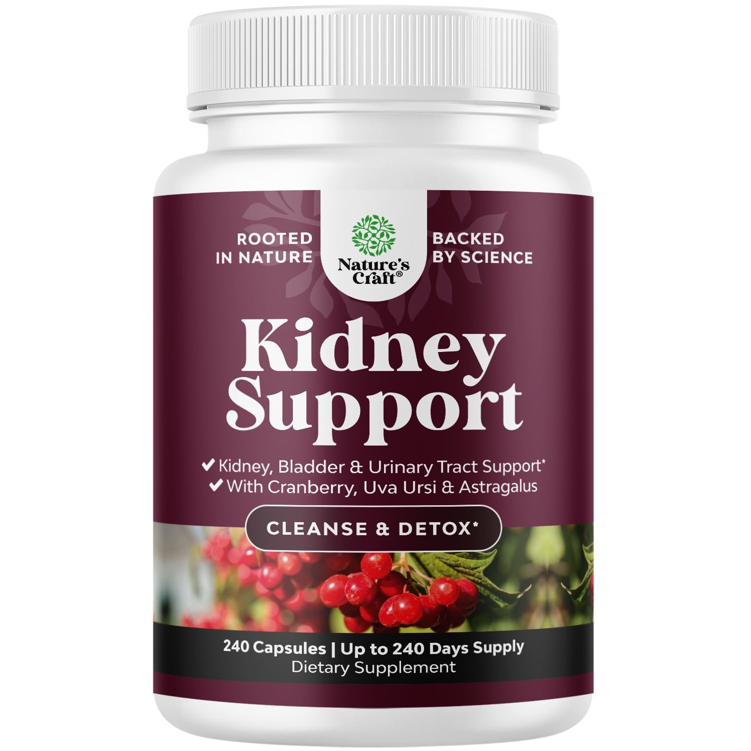 Advanced Kidney Cleanse Support - Cranberry Extract Capsules - 60 Count | Kidney Support Supplement - Uva Ursi, Stinging Nettle Leaf & Astragalus for Kidney Health - Urinary Tract Health Support