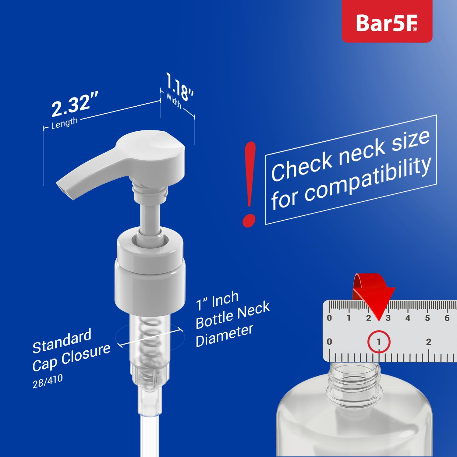 Bar5F Pumps for Shampoo and Conditioner Bottles, Salon-Brand Liters, 2 Pack | Professional-standard durability for salon-brand 1 L/33.8 oz bottles, 28/410 finish, 1-inch neck and 1.1-inch cap diameter