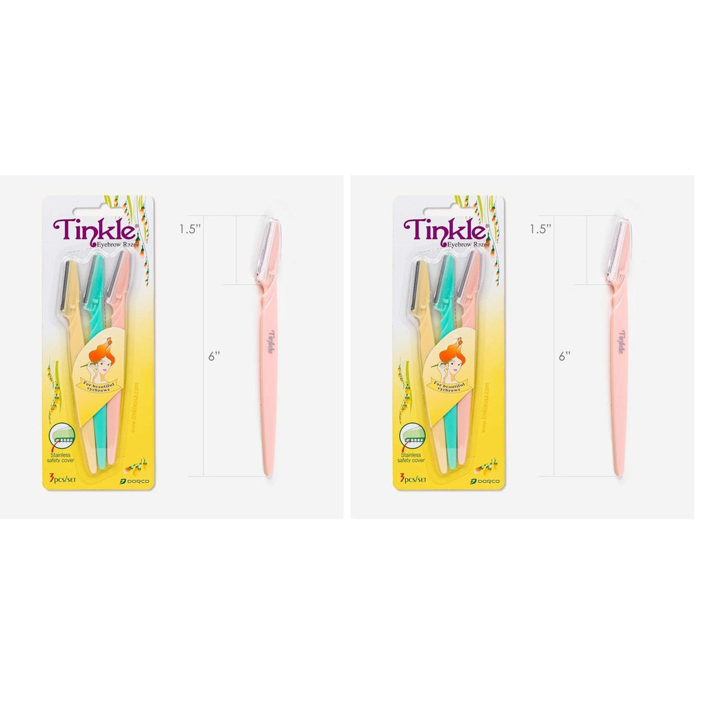 Tinkle Dermaplaning Tool 6ct, Dermaplane Razor for Women, Safe and Easy Peach Fuzz Remover, Eyebrow Trimmer with Protective Cover, Stocking Stuffers