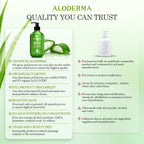 Aloderma Aloe Vera Gel Made within 12 Hours of Harvest with 99% Pure Organic Aloe Vera - Pump Bottle - Ideal for Face and Body, Soothing & Hydrating Sunburn Relief, Great for Scalp & Hair - 10.6oz