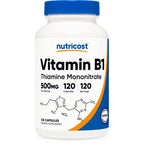Nutricost Vitamin B1 (Thiamin) 500mg, 120 Capsules (2 Bottles)