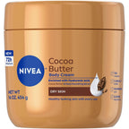 NIVEA Cocoa Butter Body Cream with Hyaluronic Acid, 16 OZ | Cocoa Butter Body Cream with Hyaluronic Acid and Deep Nourishing Serum, For Radiant and Smooth Skin, 72-Hour Body Moisturizer