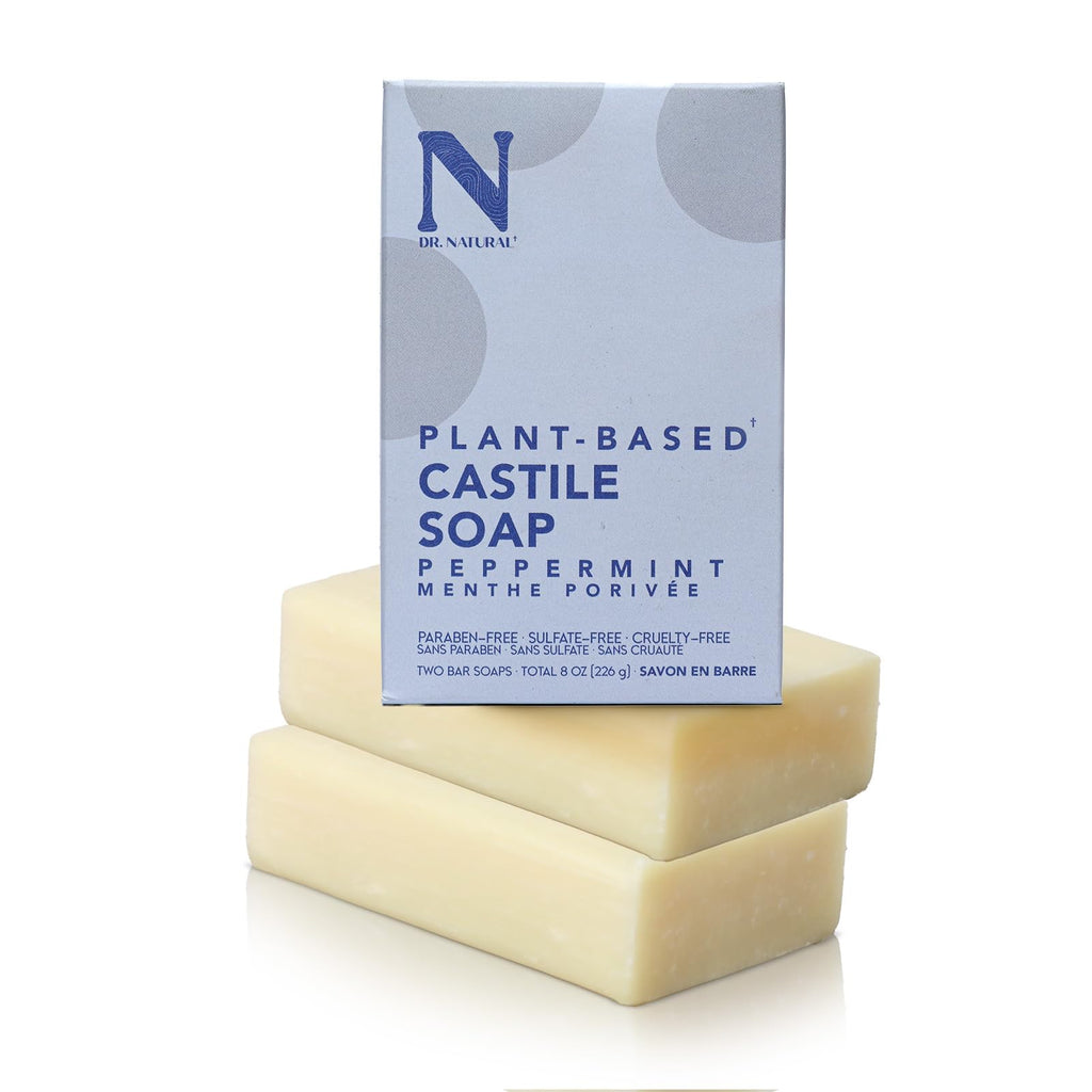 Dr. Natural Castile Bar Soap - Multipurpose Soap Bar with Anti-Acne Properties - For Face, Body and Hair - Sensitive Skin Body Wash - Lavender - 2 pcs