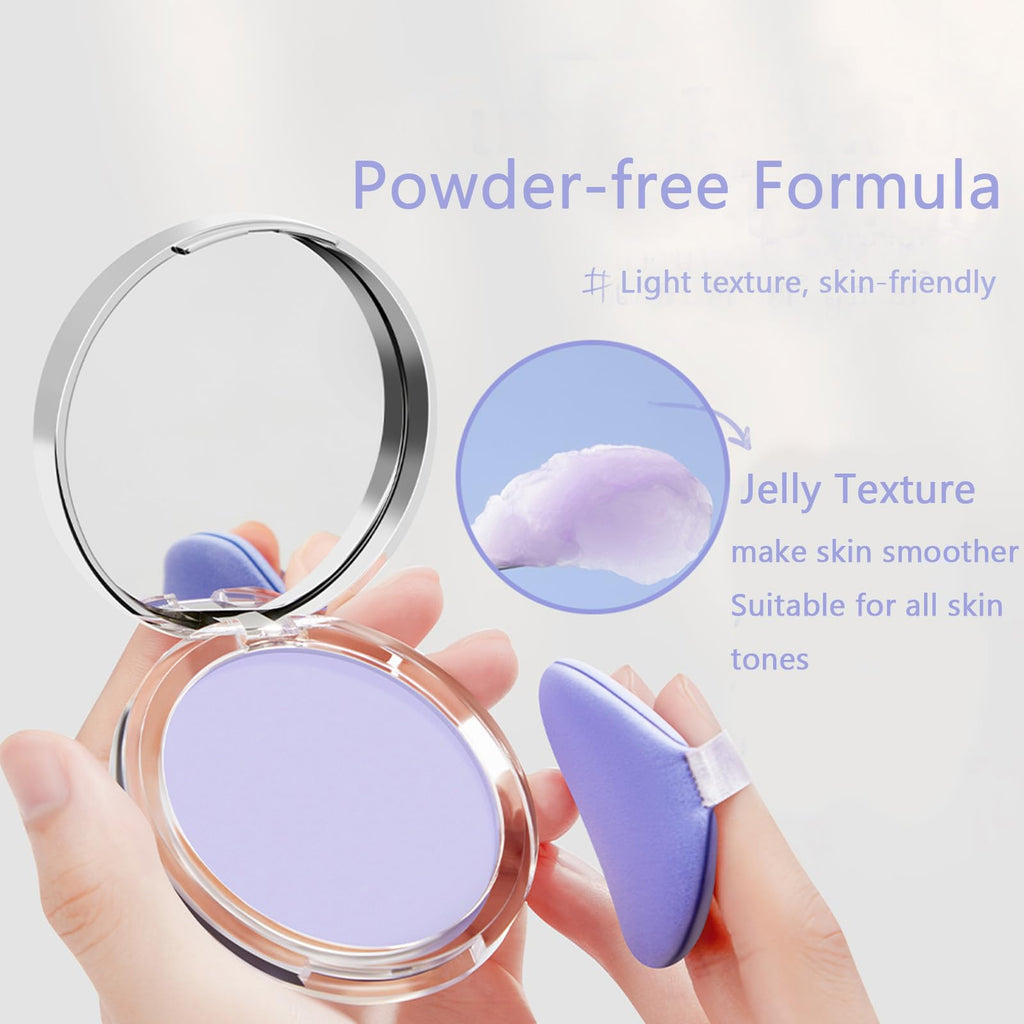 Matte Foundation Powder, Jelly Setting Powder with Mini Puff, Powder-free Oil Control Face Pressed Powder Creates Long-Lasting Silky Blurring Waterproof Makeup