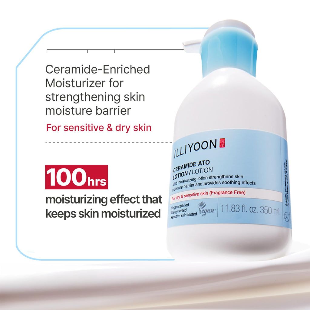Buy now Illiyoon Ceramide Ato Lotion | Lightweight Moisturizer for Dry & Sensitive Skin, Barrier Repair for Face & Body, Mild for Babies, Vegan Certified, Korean Skin Care, 11.83 fl.oz. at indiglob india