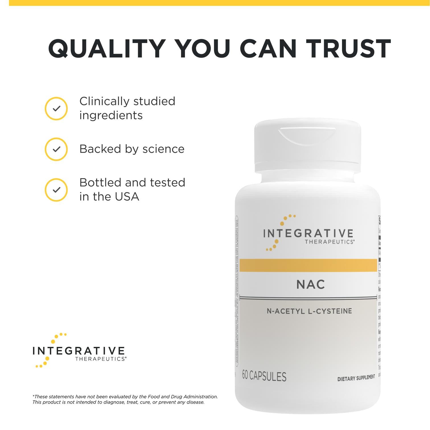 Integrative Therapeutics NAC - Antioxidant Support Supplement* - Support for Respiratory & Lung Function* - Gluten-Free & Dairy-Free - 60 Capsules (60 Servings)