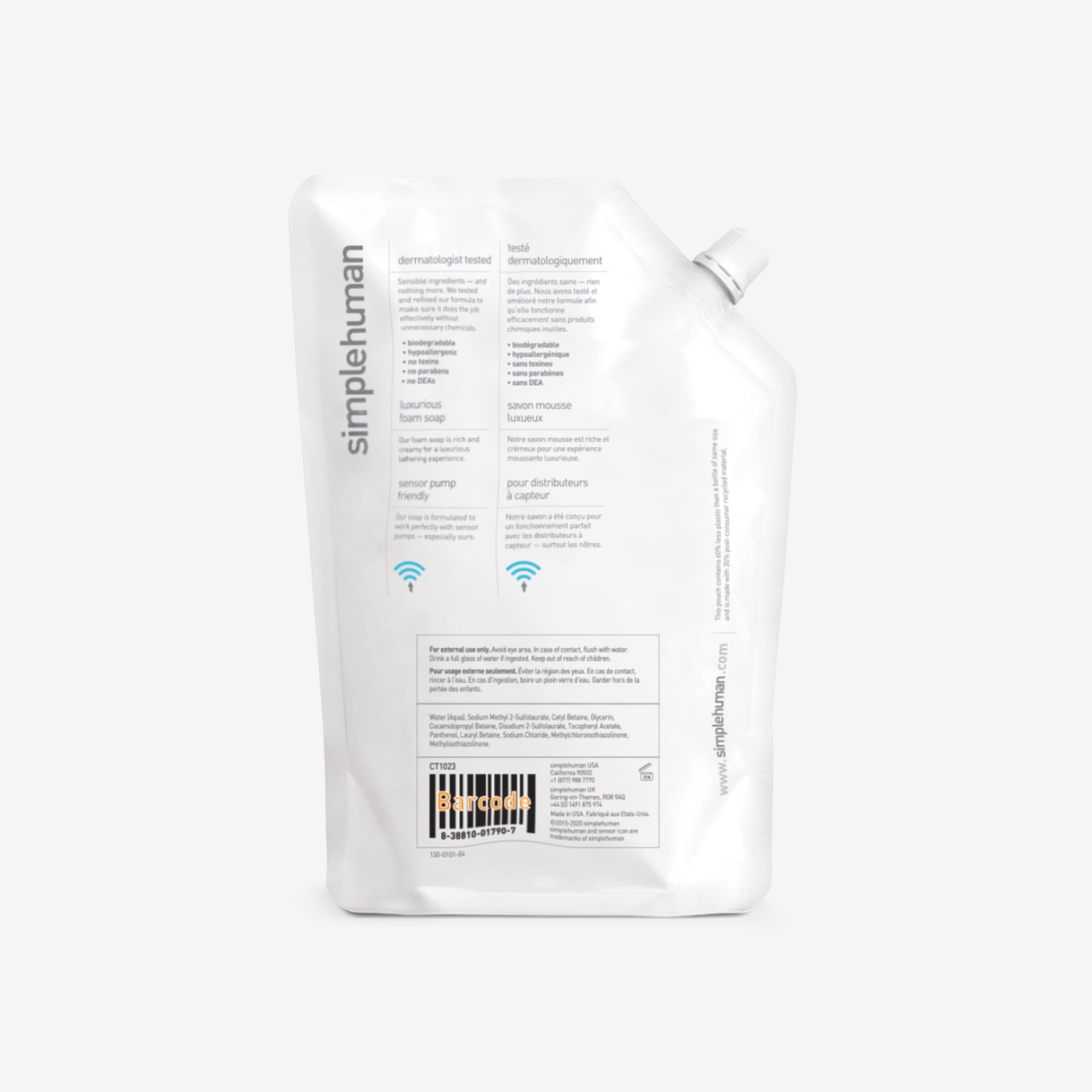 Buy now simplehuman Fragrance Free Moisturizing Liquid Hand Soap Refill Pouch, 34 Fl. Oz, Pack of 6 at indiglob india