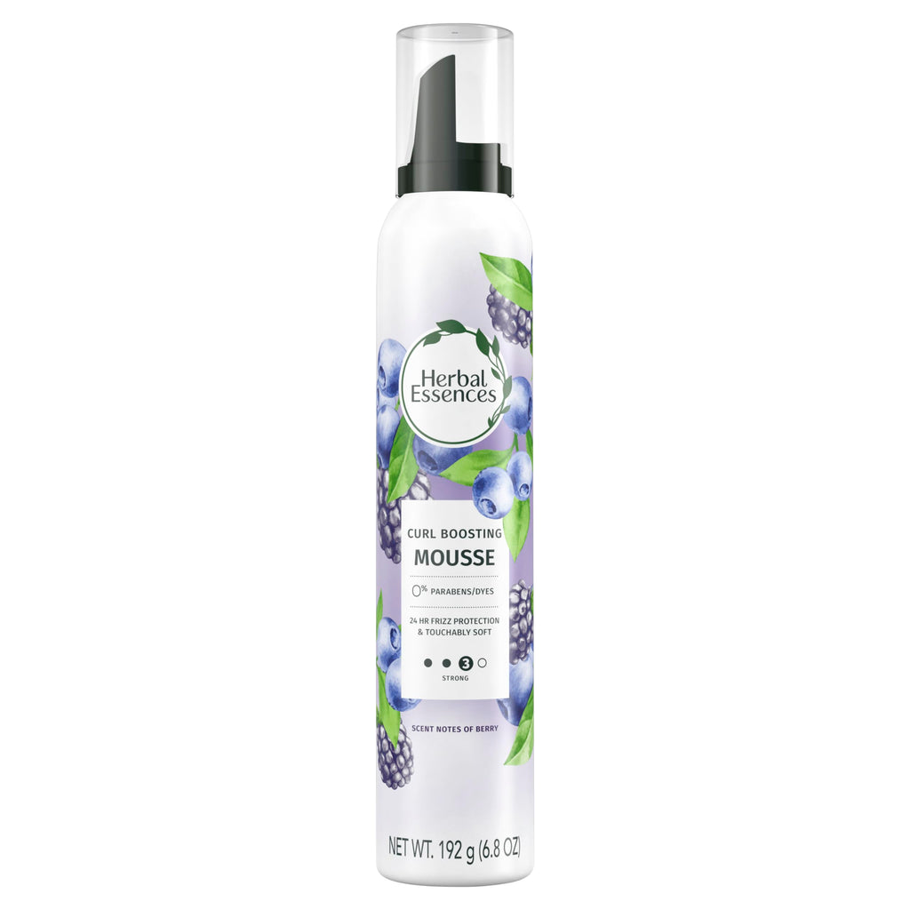 Herbal Essences Curl Boosting Mousse, Frizz Control for Curly & Wavy Hair, Long-Lasting Hold with Berry Scent, Paraben & Dye-Free, Cruelty-Free, 6.8 Fl Oz Each, 3 Pack