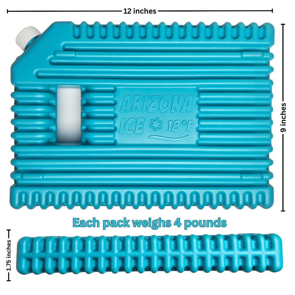 GoCJ Arizona Ice Large Industrial Ice Packs | Replaces 10lbs of Ice |18°F (-8°C) | Deepest Grooves | May Freeze Drinks | USA Company | 12" x 9" | Two Pack